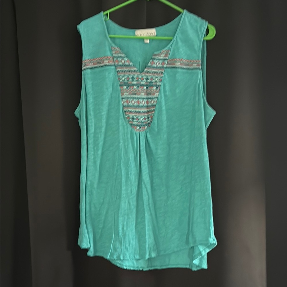 Kelly Renee Turquoise Embellished Sleeveless Tank